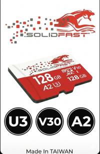 SOLIDFAST Extreme PRO 128GB U3,V30,A2,Class 10,4K UHD 200MB/s,90MB/s microSDXC UHS-I HAFIZA KARTI+ADAPTÖRLÜ(TAIWAN ÜRETİ - 1